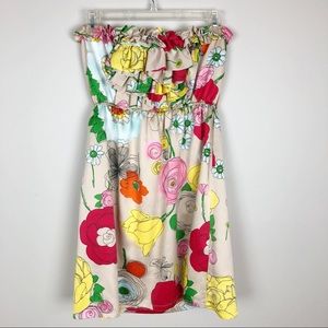 4/$25 Judith March Tan Floral Strapless Dress